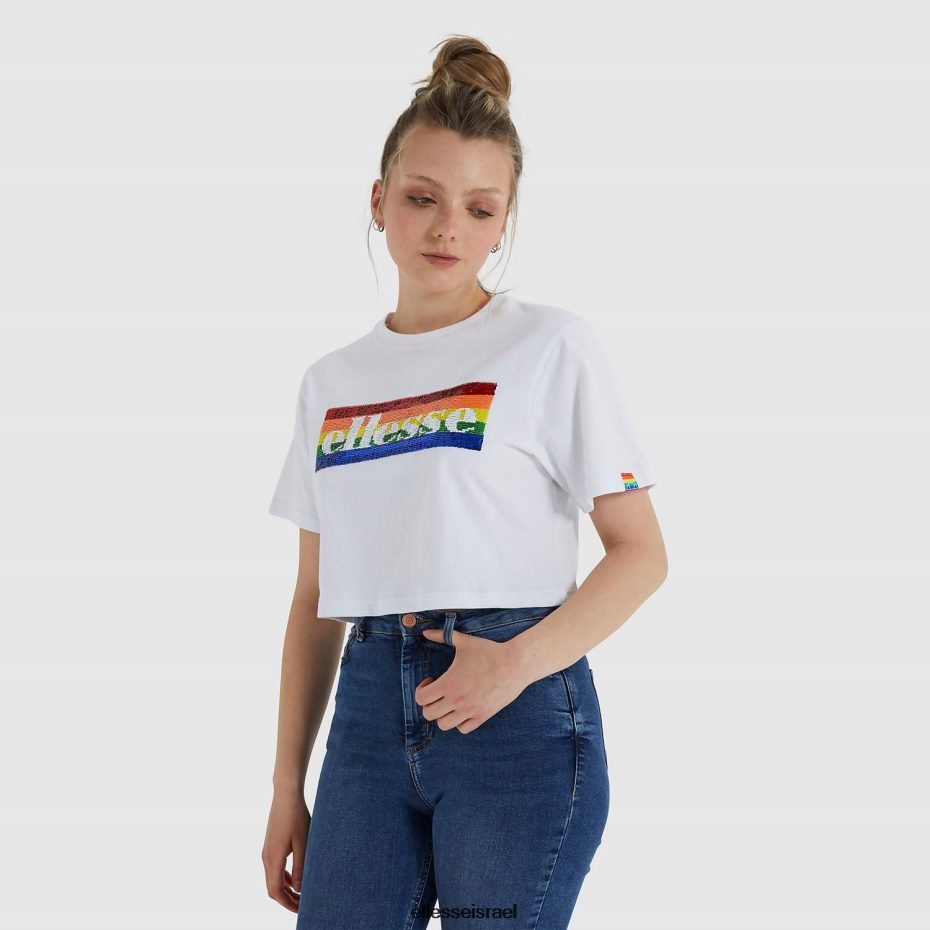 Ellesse הַלבָּשָׁה לבן נשים חולצת טריקו קצוצה חד קרן 8T0ZPV210