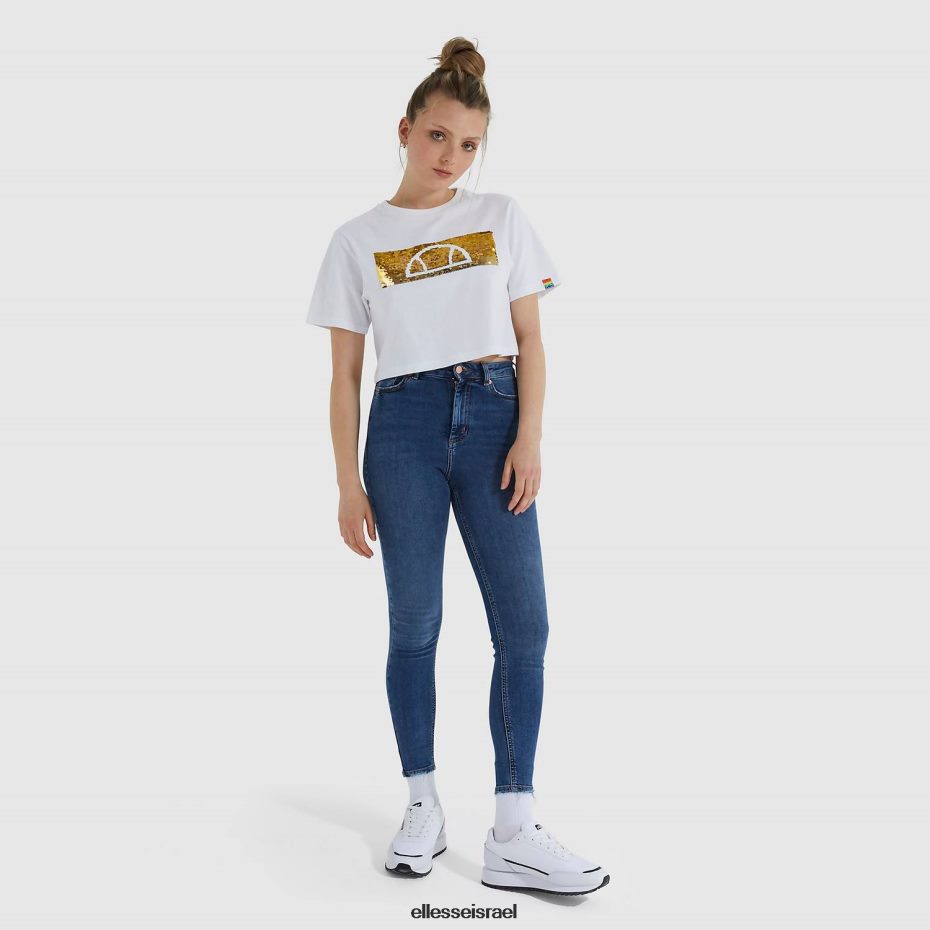 Ellesse הַלבָּשָׁה לבן נשים חולצת טריקו קצוצה חד קרן 8T0ZPV210