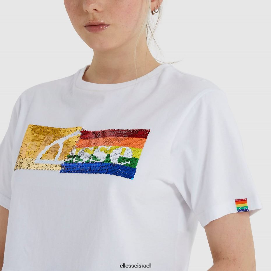 Ellesse הַלבָּשָׁה לבן נשים חולצת טריקו קצוצה חד קרן 8T0ZPV210