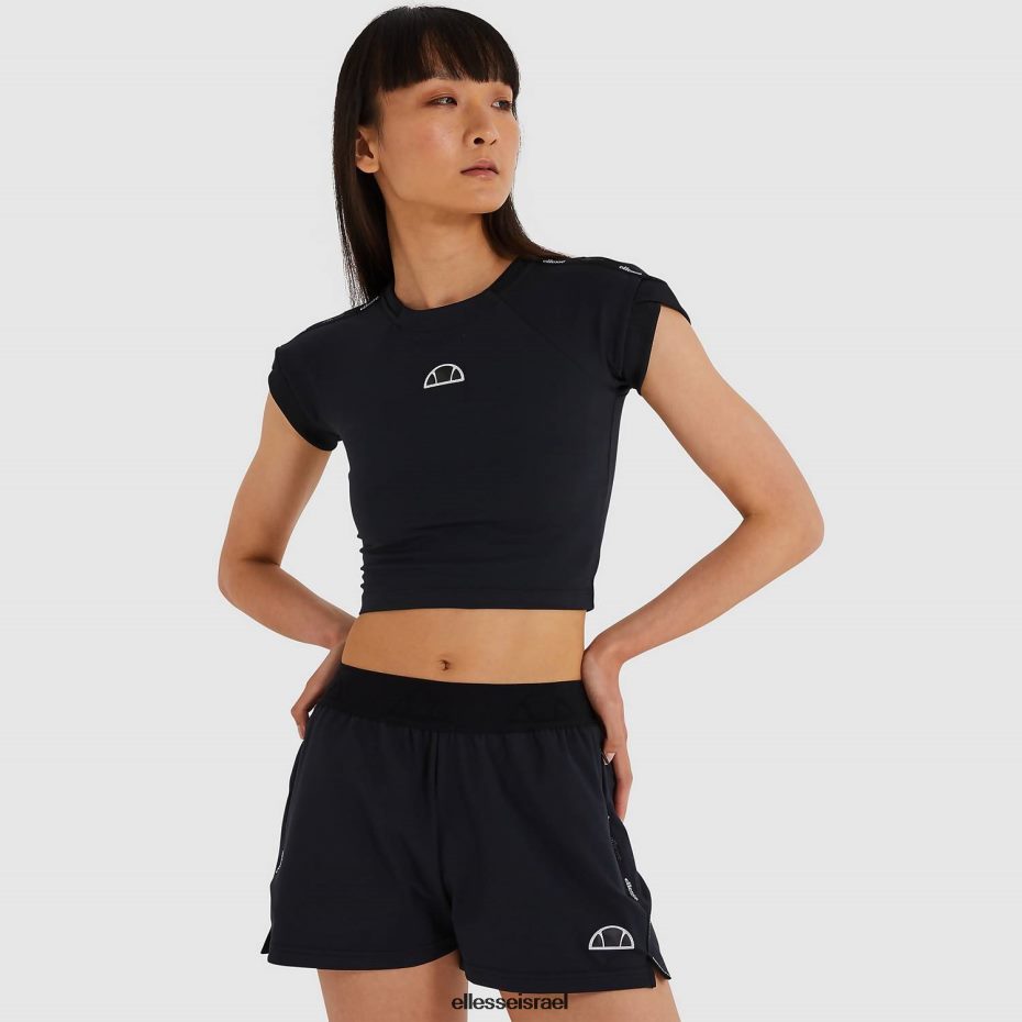 Ellesse הַלבָּשָׁה שָׁחוֹר נשים חולצת טריקו קצוצה של אריאן 8T0ZPV214