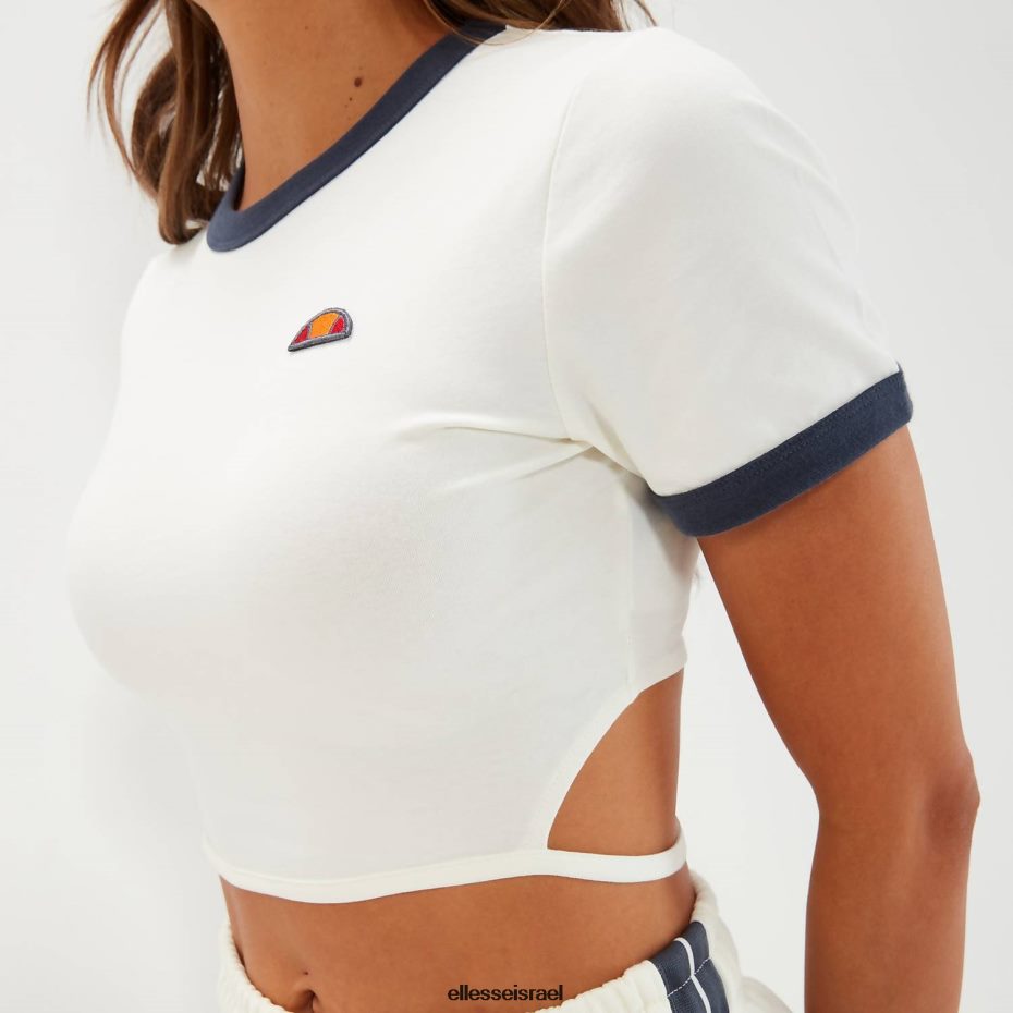 Ellesse הַלבָּשָׁה צבע קרם נשים חולצת טריקו קצוצה צ'י 8T0ZPV54