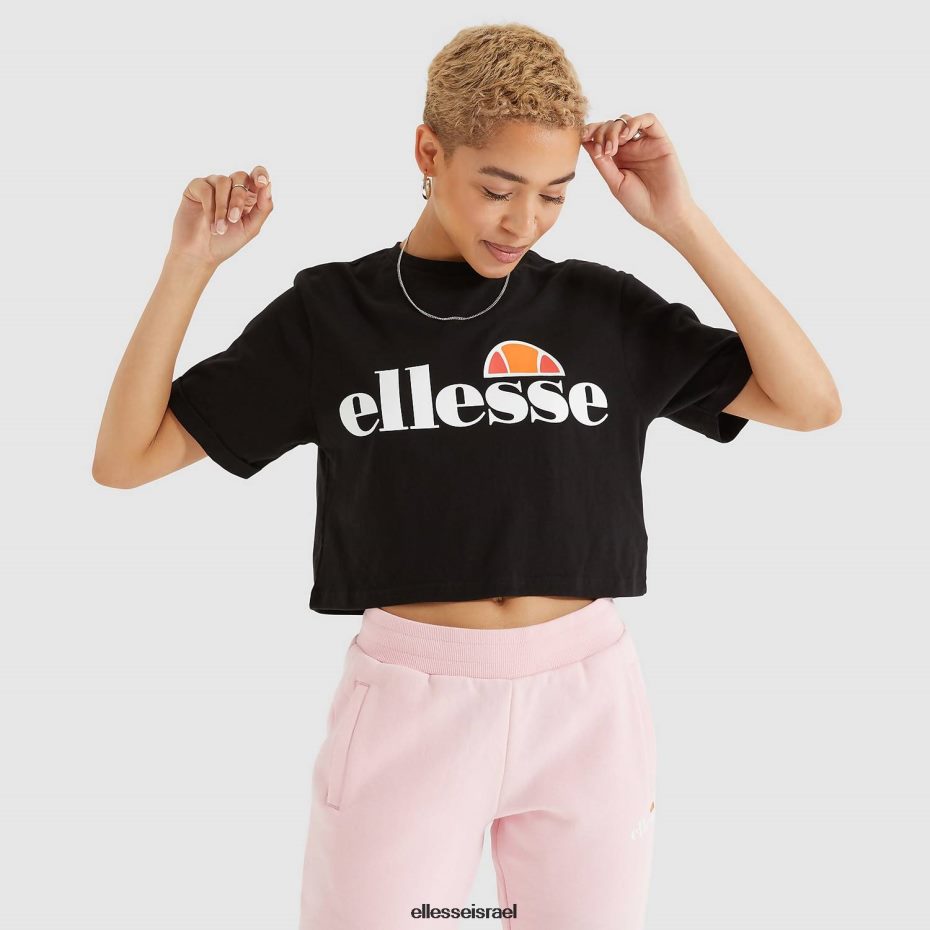 Ellesse הַלבָּשָׁה שָׁחוֹר נשים חולצת טריקו קצוצה של אלברטה 8T0ZPV68