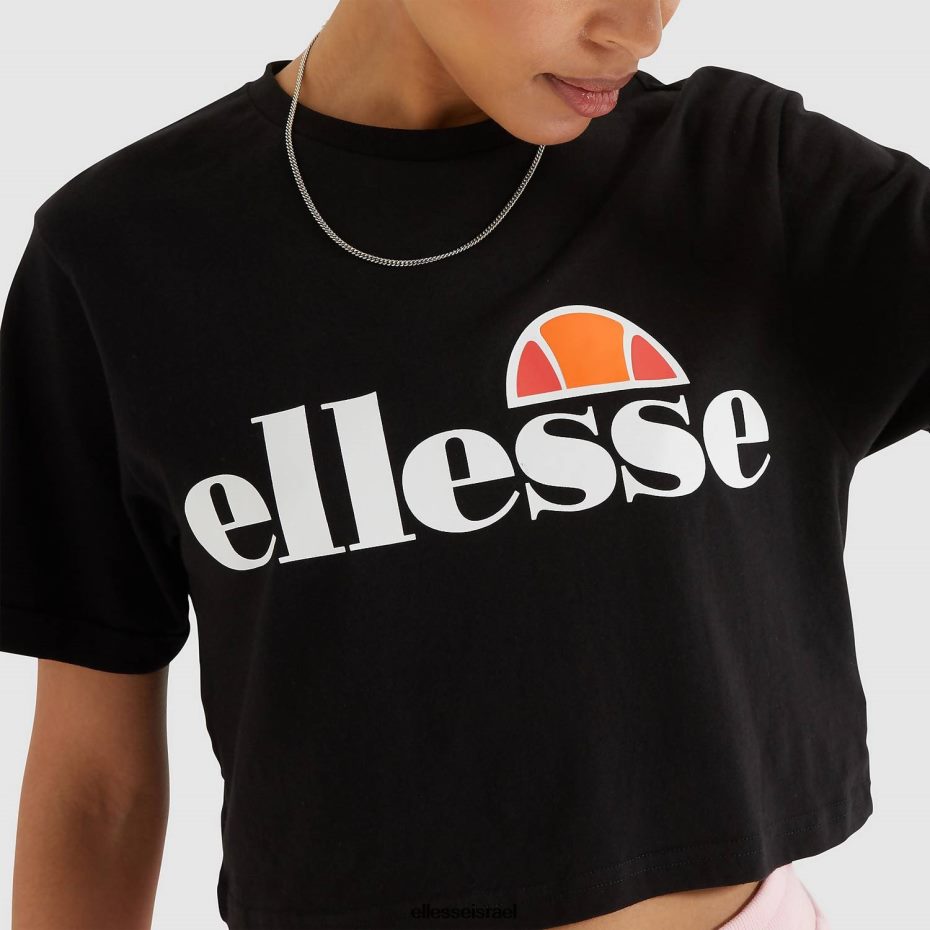 Ellesse הַלבָּשָׁה שָׁחוֹר נשים חולצת טריקו קצוצה של אלברטה 8T0ZPV68