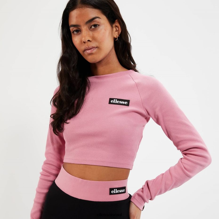 Ellesse הַלבָּשָׁה וָרוֹד נשים טי שירט קרופ עם שרוולים ארוכים 8T0ZPV91