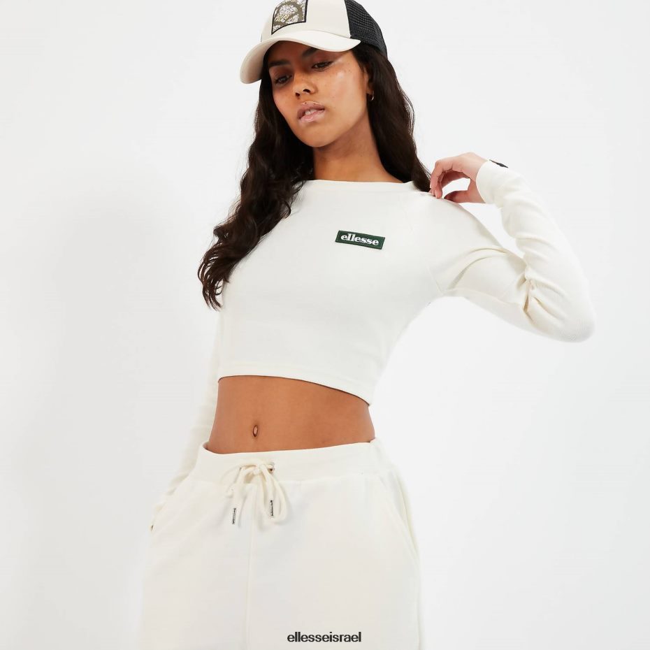 Ellesse הַלבָּשָׁה צבע קרם נשים טי שירט קרופ עם שרוולים ארוכים 8T0ZPV92