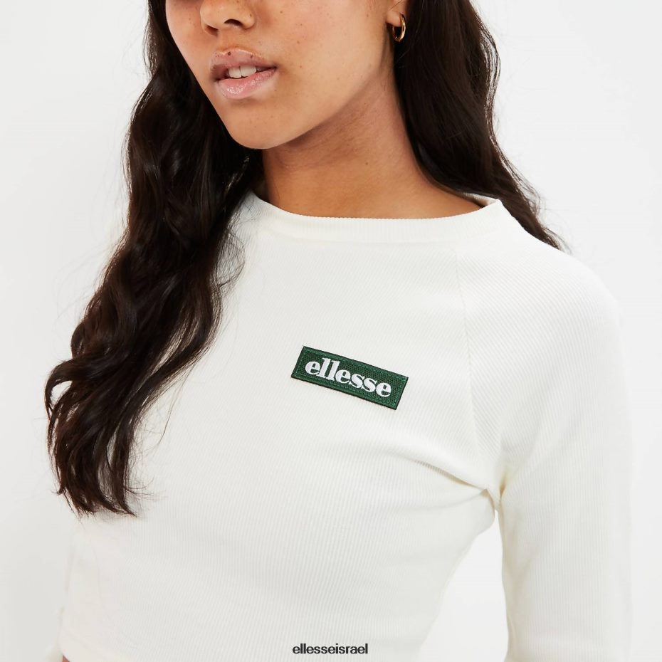 Ellesse הַלבָּשָׁה צבע קרם נשים טי שירט קרופ עם שרוולים ארוכים 8T0ZPV92