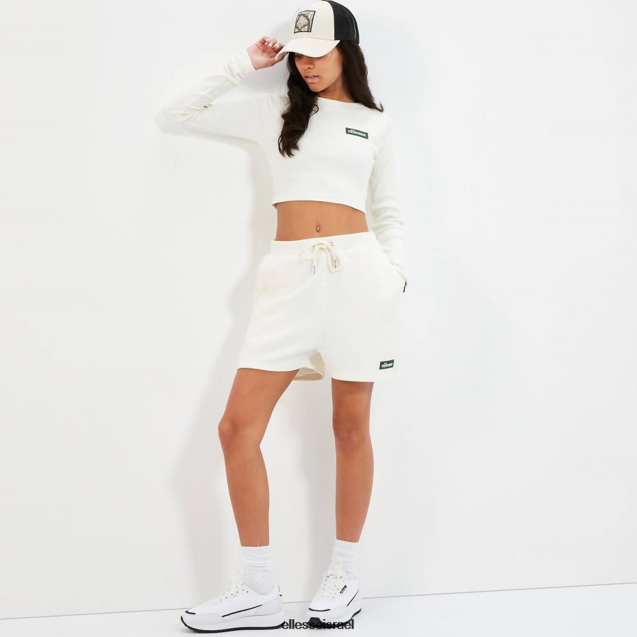 Ellesse הַלבָּשָׁה צבע קרם נשים טי שירט קרופ עם שרוולים ארוכים 8T0ZPV92